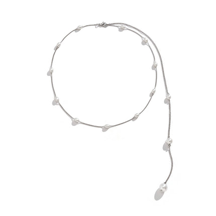 Long Tassel Back Chain Baroque Pearl Bead Necklace