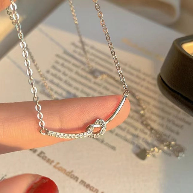 Knotted Stone bow Pendant Necklace