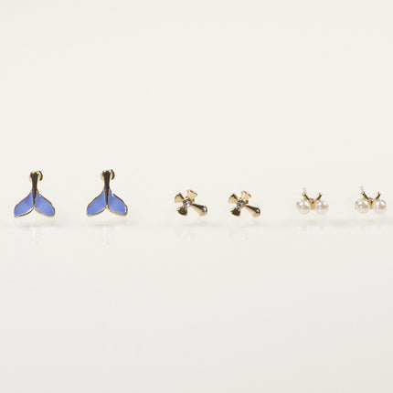 Enamel Mermaid stud earrings set