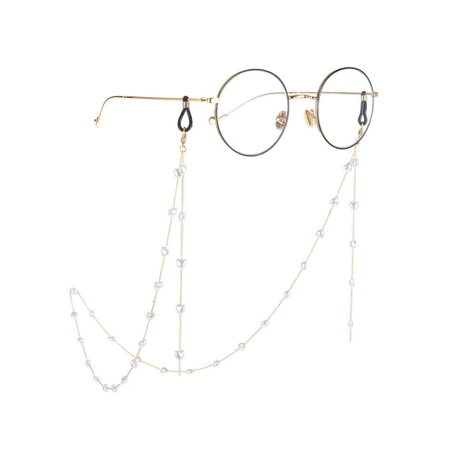 Heart Pearl Color Clip Bead Metal Glasses Chain