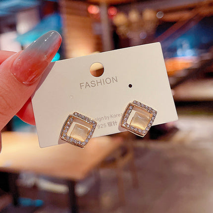 Opal Earrings Geometric Square - FASHION SHEGOODS LLC