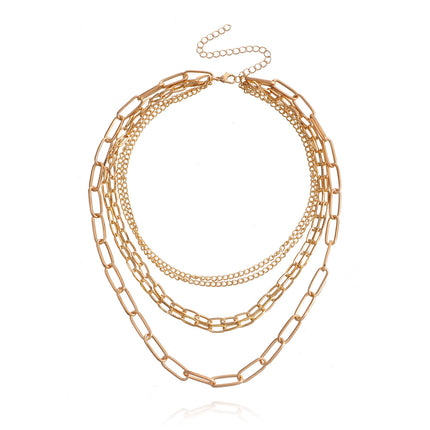 Vintage Punk Layered Metal Chain Necklace