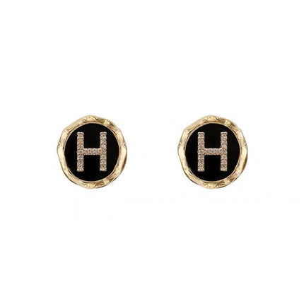 Enamel initial Letter H Earings