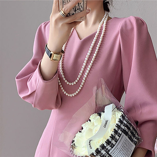 Glass Pearls Necklace Retro Pearls Long Necklace Chain for Party - FASHION SHEGOODS LLC