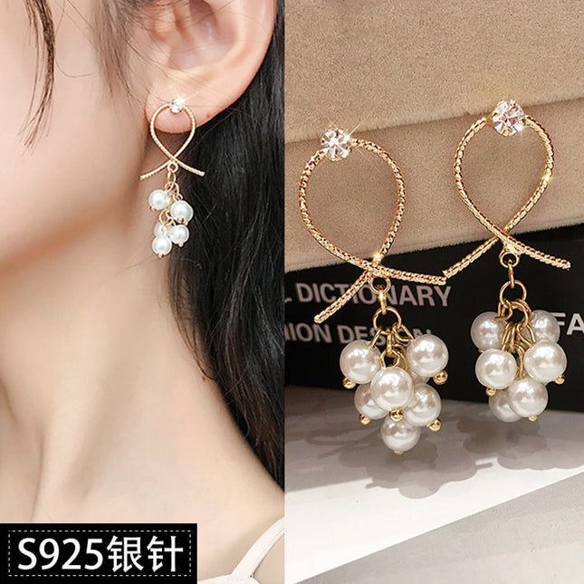 Long Tassel Pearl Drop Earrings
