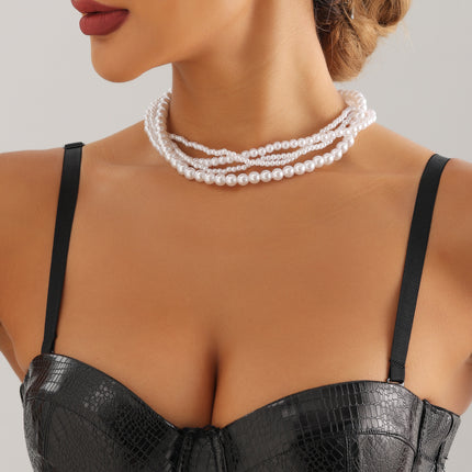 Fashion Jewelry Multilayer Pearl Choker Necklace