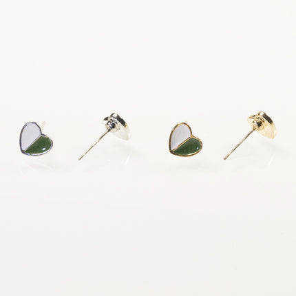Double Enamel Heart Stud Earrings