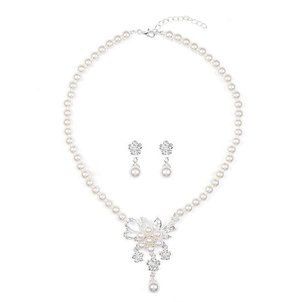 Rhinestone Pearl Wedding Jewelry Set for Bride Bridesmaid