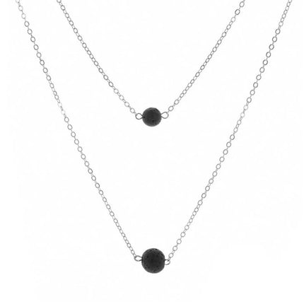 Black Glass Bead Pendant Necklace