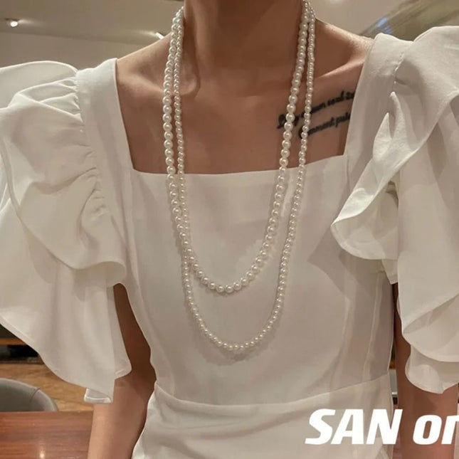 Multilayer Strand Simulated Faux Pearl Necklace - FASHION SHEGOODS LLC
