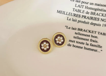 Flower Pearl Design Earrings Round Pearl Earrings