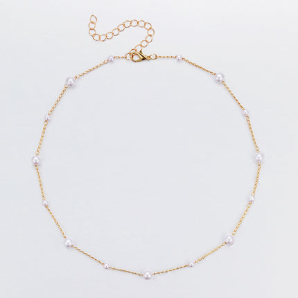 Elegant White Imitation Pearls Necklace Choker Women