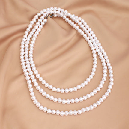 Layer Long Round Pearl Chain Pearl Necklace - FASHION SHEGOODS LLC