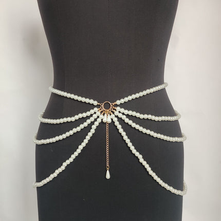 Women Multilayer Pearl Waist Chains