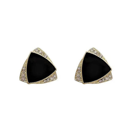 Black Enamel Triangle Stud Earrings