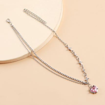 Sweet Crystal Love Stone Fashion Jewelry Women Necklace