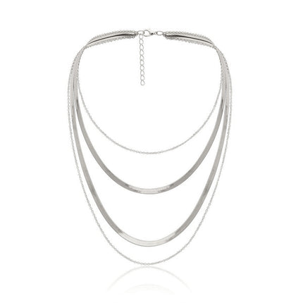 Multi Layer Snake Bone Chain Necklace Choker for Women