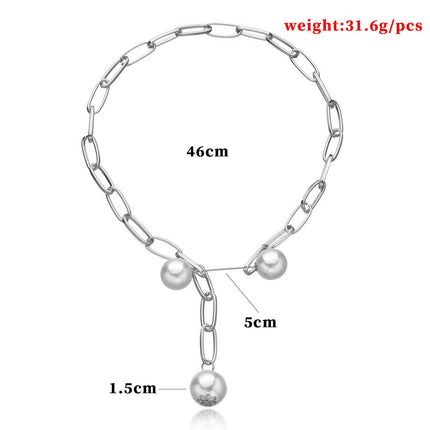 Exaggerated Brooch Pearl Pendant Multi Layer Necklace