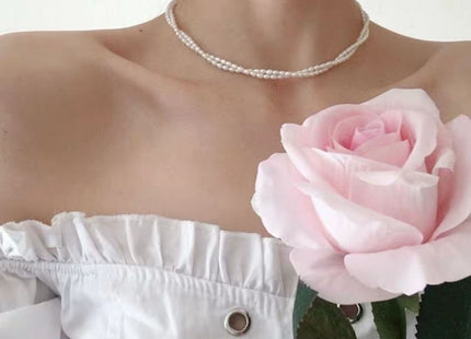 Vintage Layered Pearl Choker Necklace Double Strand Pearl Necklace