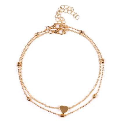 Heart Feet Double Layer Beach Anklets Jewelry