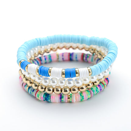 Bohemian Beaded Stretch Bracelets Colors Clay Beads