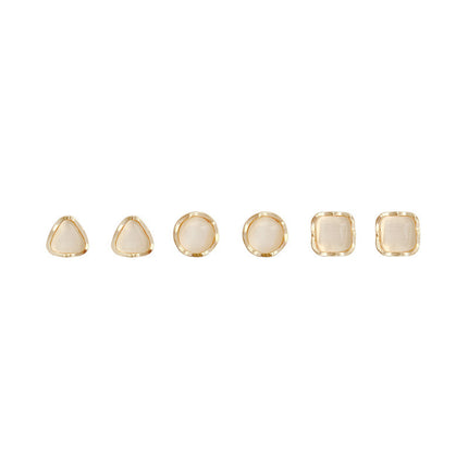 Opal Geometric Stud Earring Set