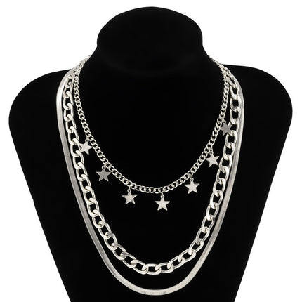 Star Charm Pendants Punk Handmade Multi Layer Chains Necklaces