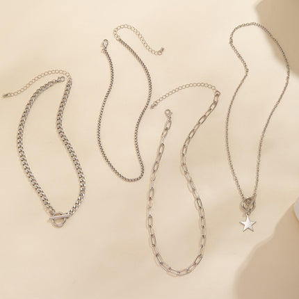 Three Layers Chain Multi Necklaces With Star Pendant