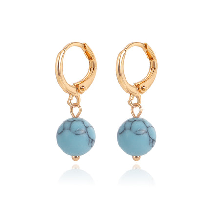 Boho Hoop Earrings Turquoise Charm Drop Earrings
