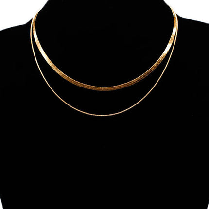 Double Layer Snake Chain Necklace - FASHION SHEGOODS LLC