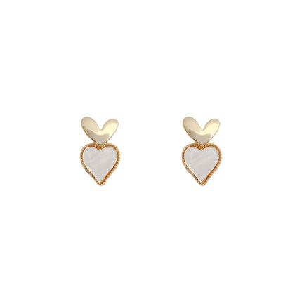 Small Double Heart Stud Earrings