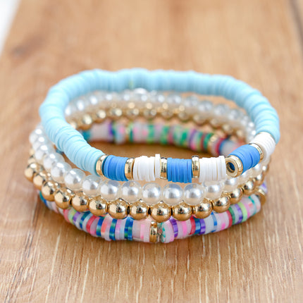 Bohemian Beaded Stretch Bracelets Colors Clay Beads