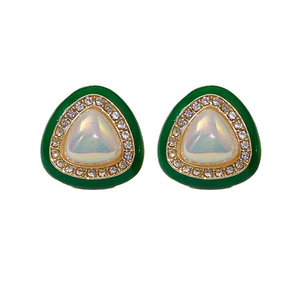 Geometric Triangle Pearl Stud Earrings - FASHION SHEGOODS LLC