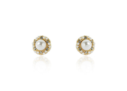 Baroque Round Pearl Rhinestone Earrings