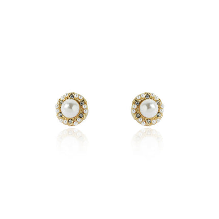 Baroque Round Pearl Rhinestone Earrings