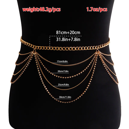 Sexy Tassel Rhinestone Body Chain Bikini Tassel Body Jewelry