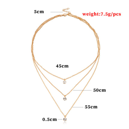 Layer Chain Zircon Pendant Necklace