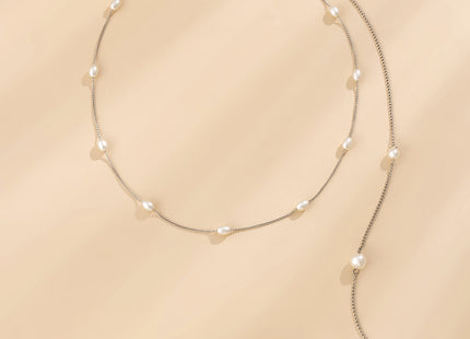 Long Tassel Back Chain Baroque Pearl Bead Necklace