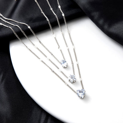 Multi-layered Pentagram Love Drop Pendant Chain Necklace