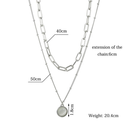 Multi-Layer Chain Opal Pendant Necklace