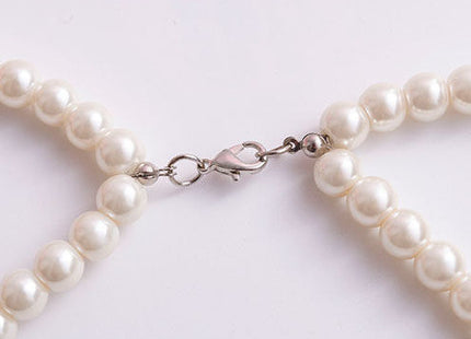 Multi Strand Glass Faux Pearl Layer Necklace for Women Girls