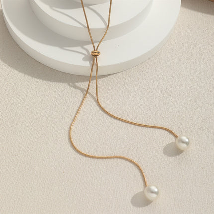 Pull Snake Bone Pearl Necklace Fashion