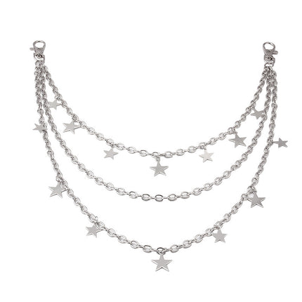 Women Sexy Cute Star Multi Layer Pentagram Pendant Chain Waist Chain