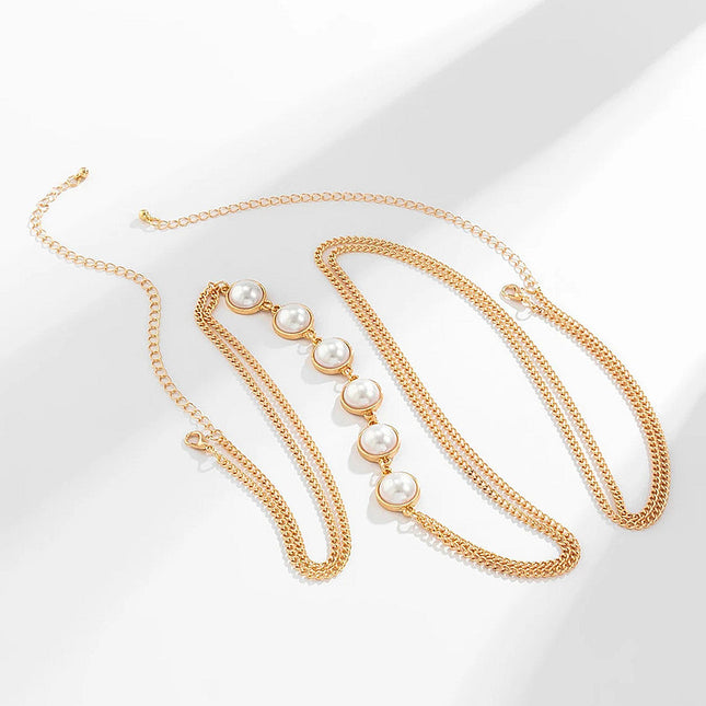 Sexy Body Chain Pearl Layered Bra Chain Women Fashion Bikini Jewelry