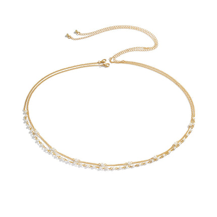Sexy Simple Pearl Waist Chain Women Double Layer Body Chains