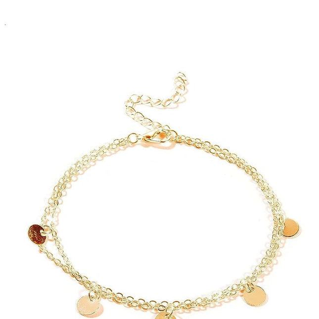 Disc Charm Layered Anklets Bracelet Beach Foot Jewelry