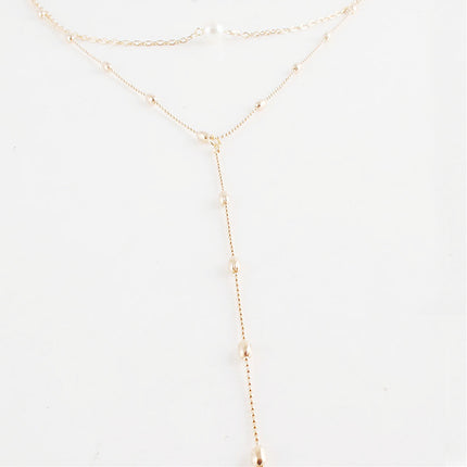 Long Multilayer Beads Chain Pendant Pearl Necklace - FASHION SHEGOODS LLC