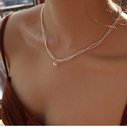 Layered Beaded Teardrop Tiny Pearl Necklace Charms - FASHION SHEGOODS LLC