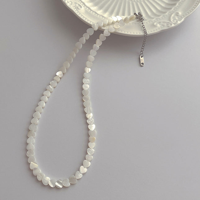 Nature Bead Heart Shell Necklace