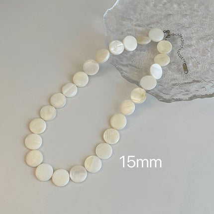 Natural Shell Disc Beading Choker Necklaces